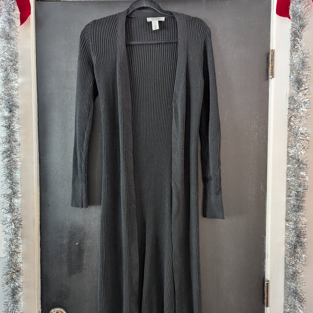 White House/Black Market long black cardigan with side slits